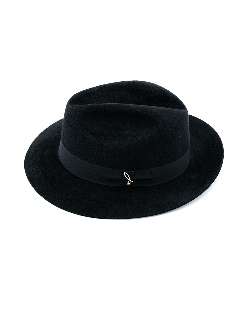 DORIA 1905 Black Smooth Lapin Felt Fedora Hat for men