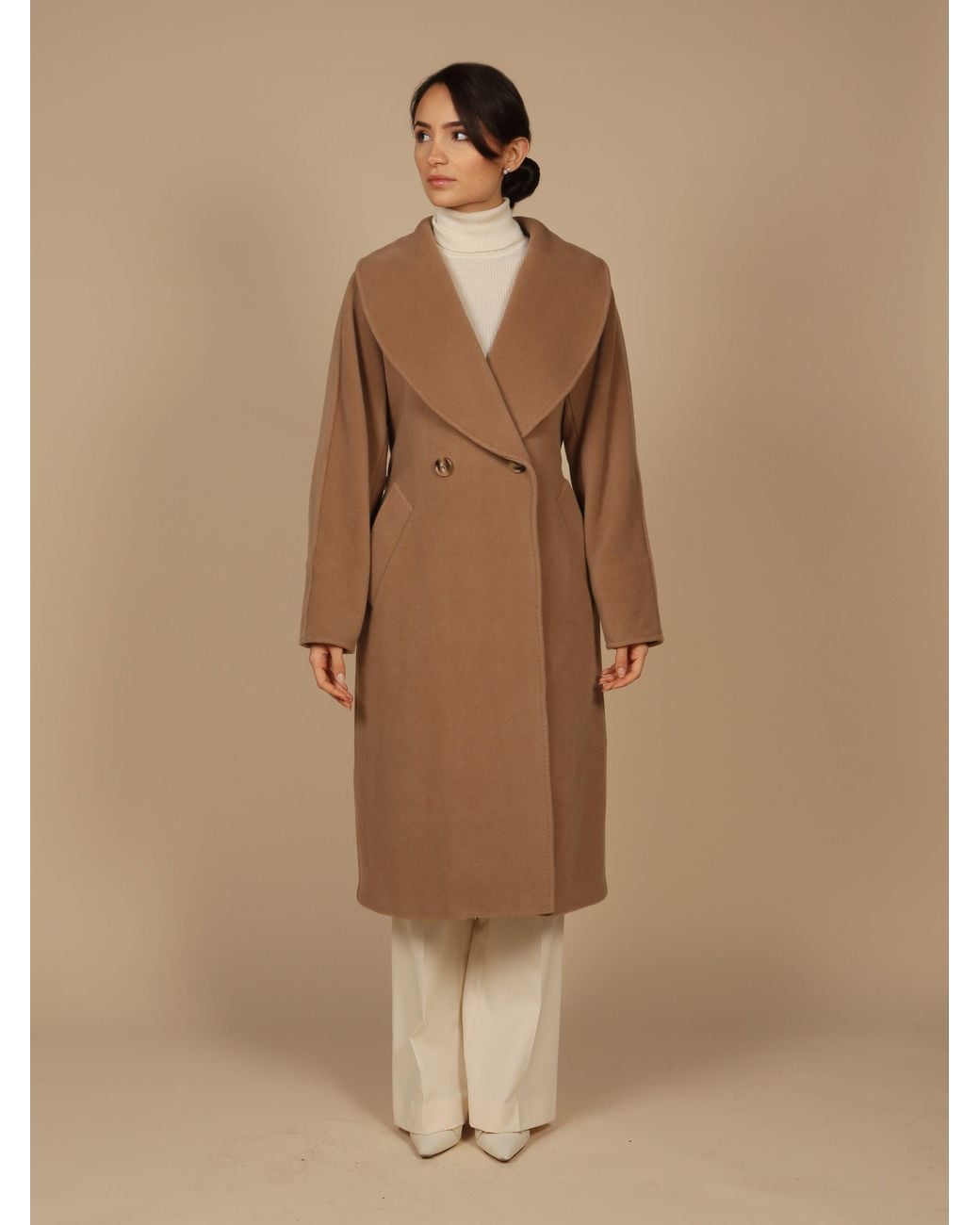 Santinni Brown 'Hepburn' 100% Italian Virgin Wool & Cashmere Coat