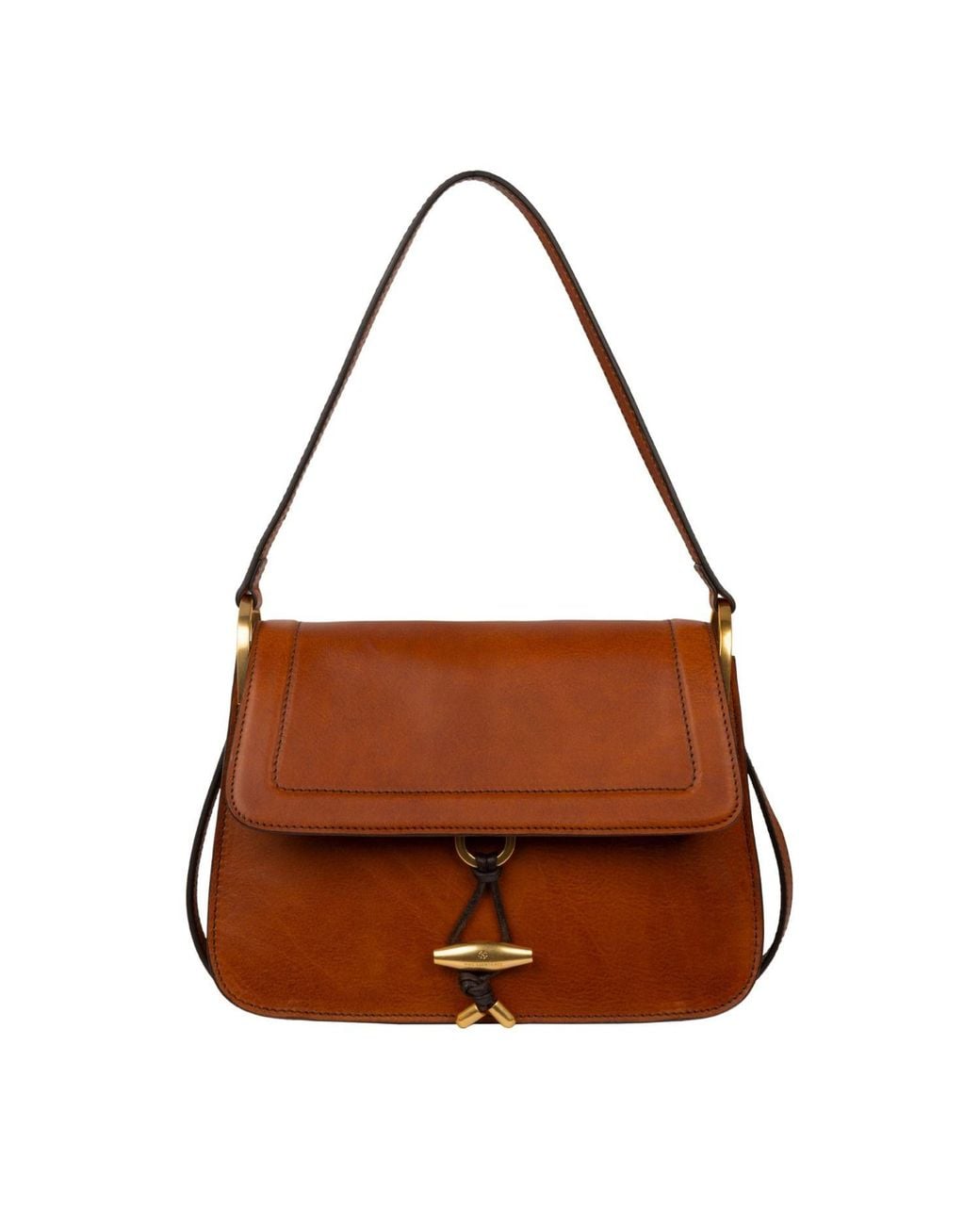 Time Resistance Brown Leather Flap Bag For