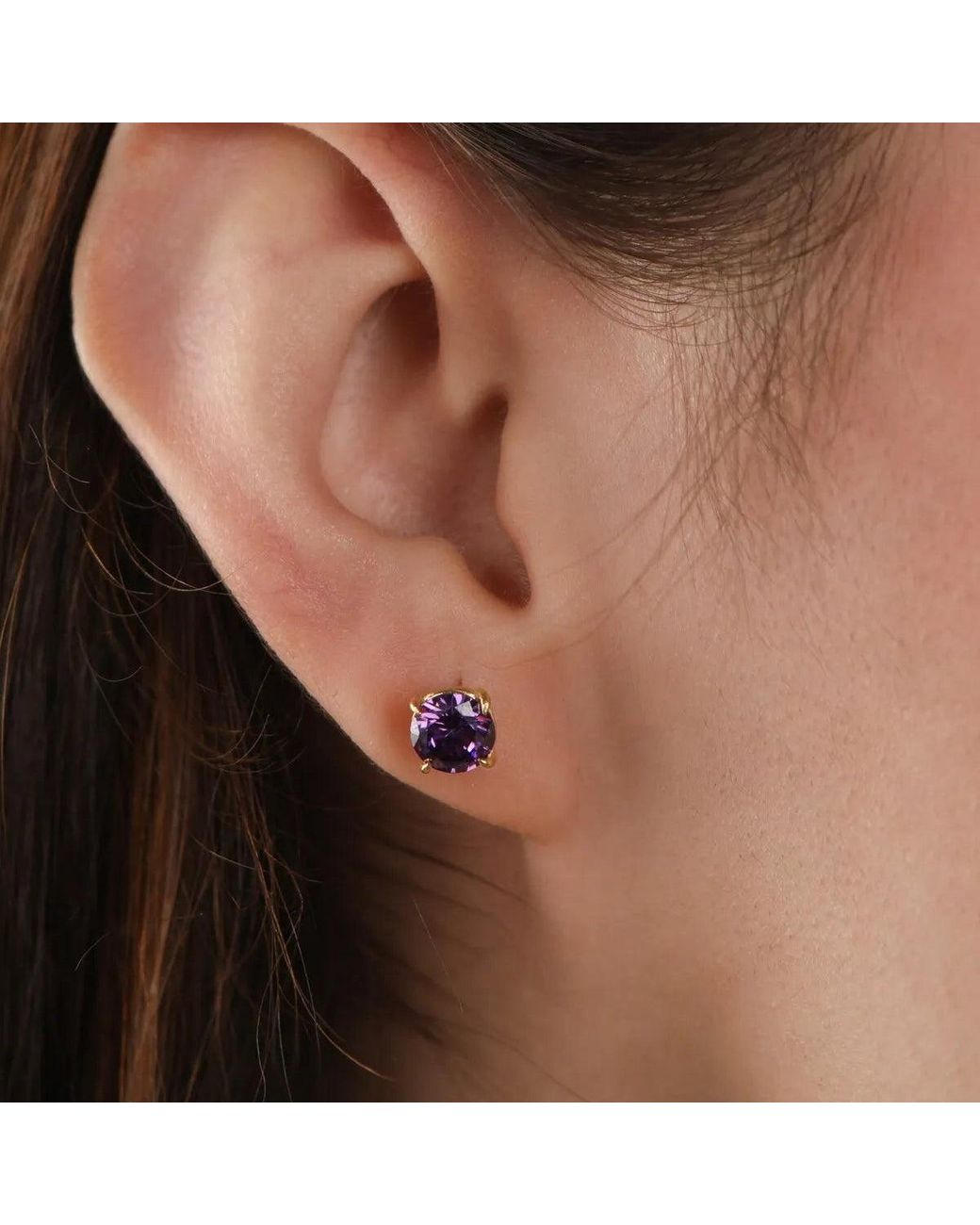 Spero London Purple 9Ct Amethyst Stud Earrings