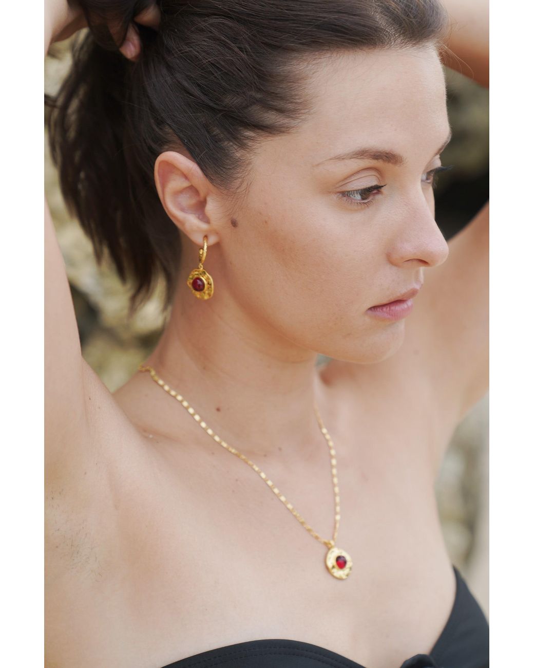 Classicharms Metallic Roaming Venus Ruby Crystal Molten Earrings