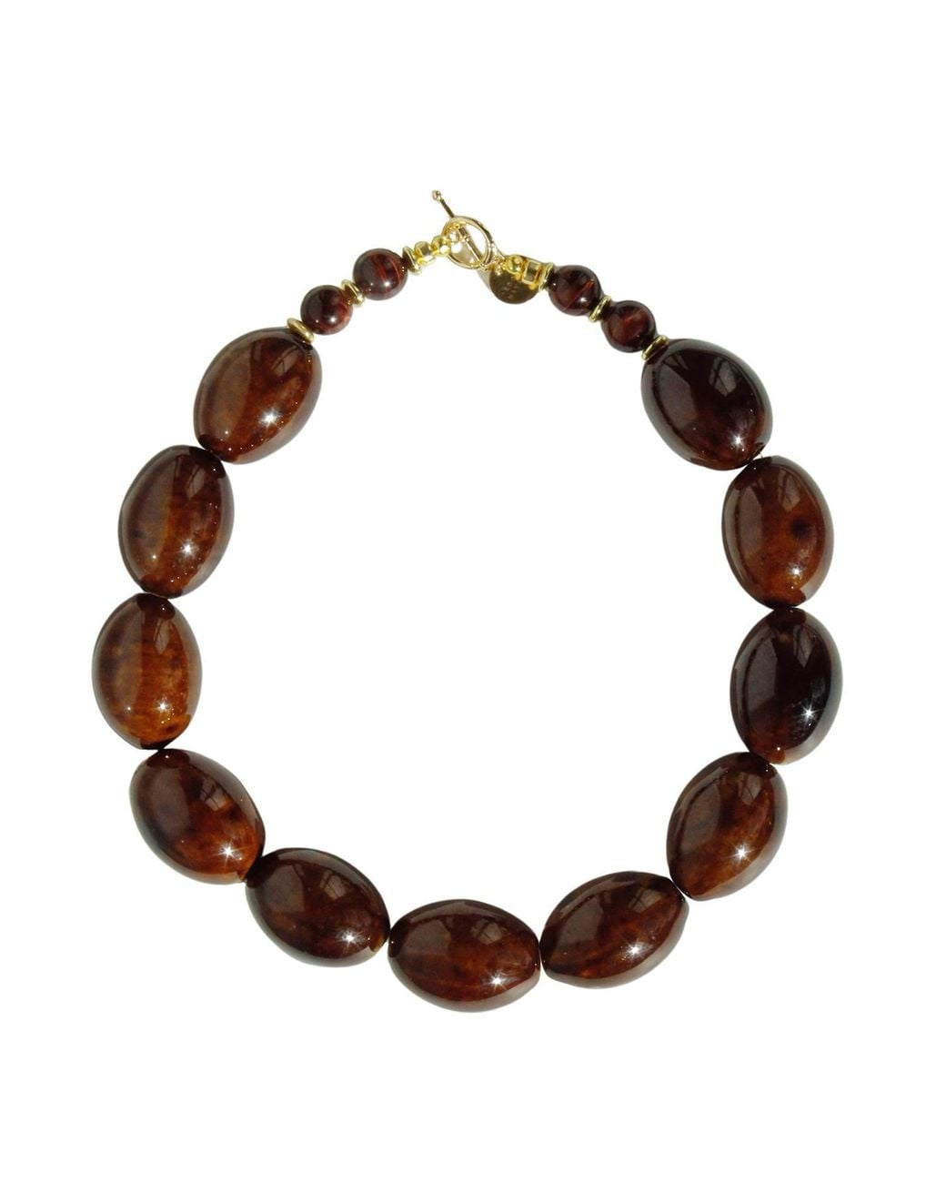 Edgar Navarro Jewelry Brown Navarro Oval Ceramic Statement Necklace With Jasper Stones And-Plated Details