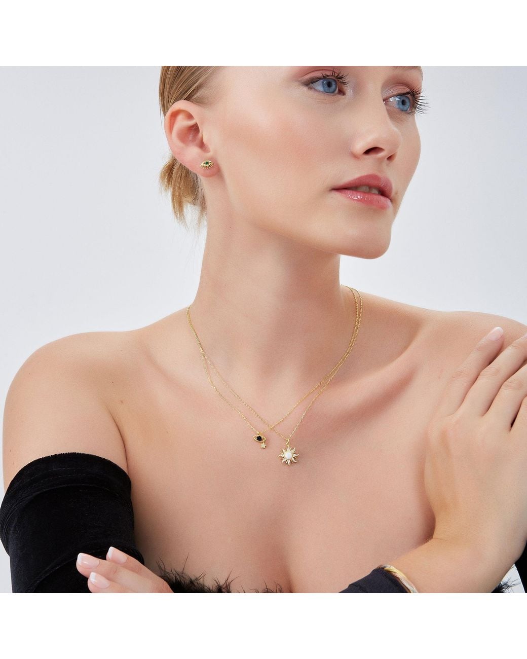 Spero London Metallic Opal Sun & Sunburst Necklace