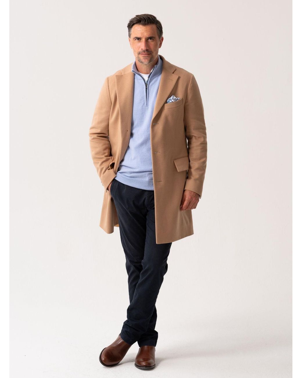 Koy Clothing Brown Neutrals Wool & Cashmere Overcoat for men