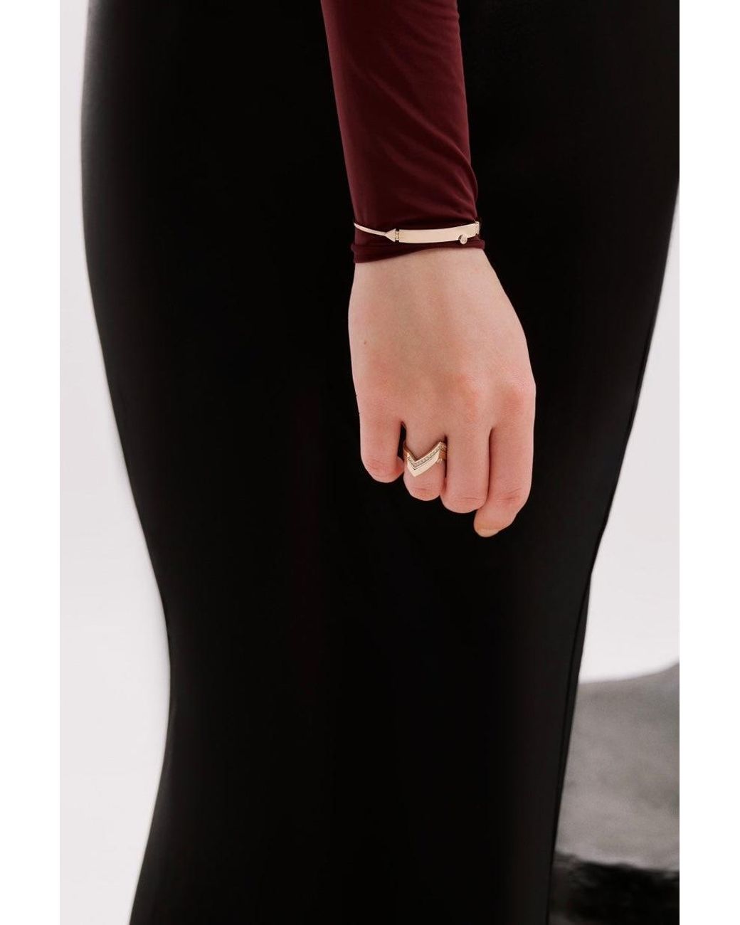 Dime Tribe Metallic Zigzag-Shaped Diamond-Set Ring
