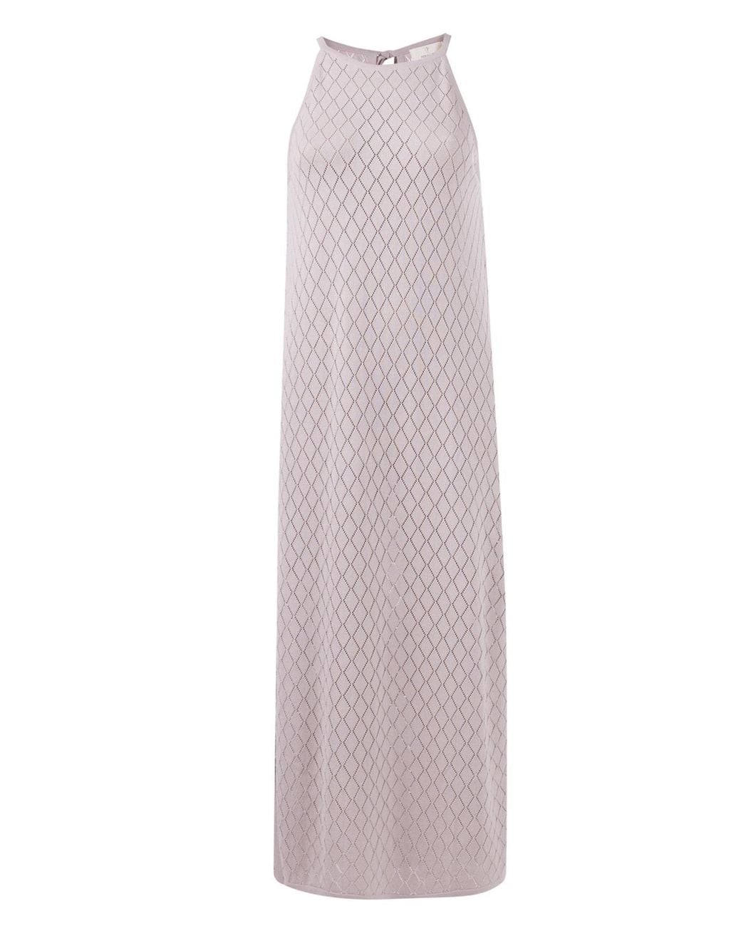 Peraluna Multicolor Neutrals Lisa Openwork Maxi Halter Beach Dress