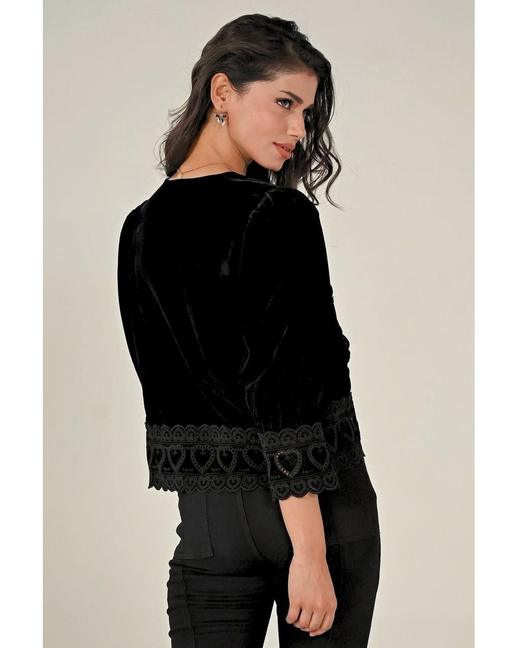 Rose & Nancy Black Florence Emboidered Velvet Jacket for men