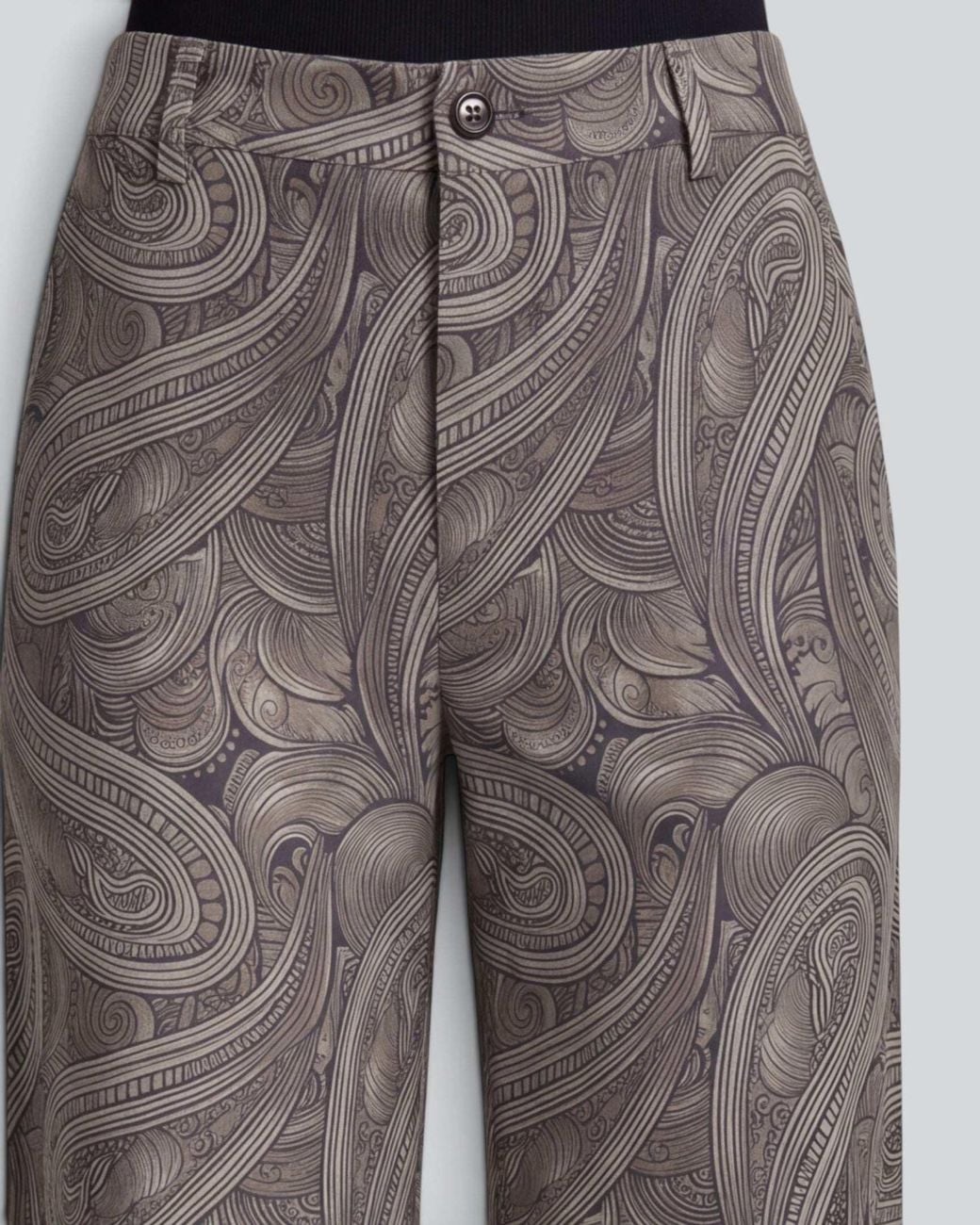 Lords of Harlech Gray Pheobe Paisley Badalona Sage Wool Straight-Leg Pant