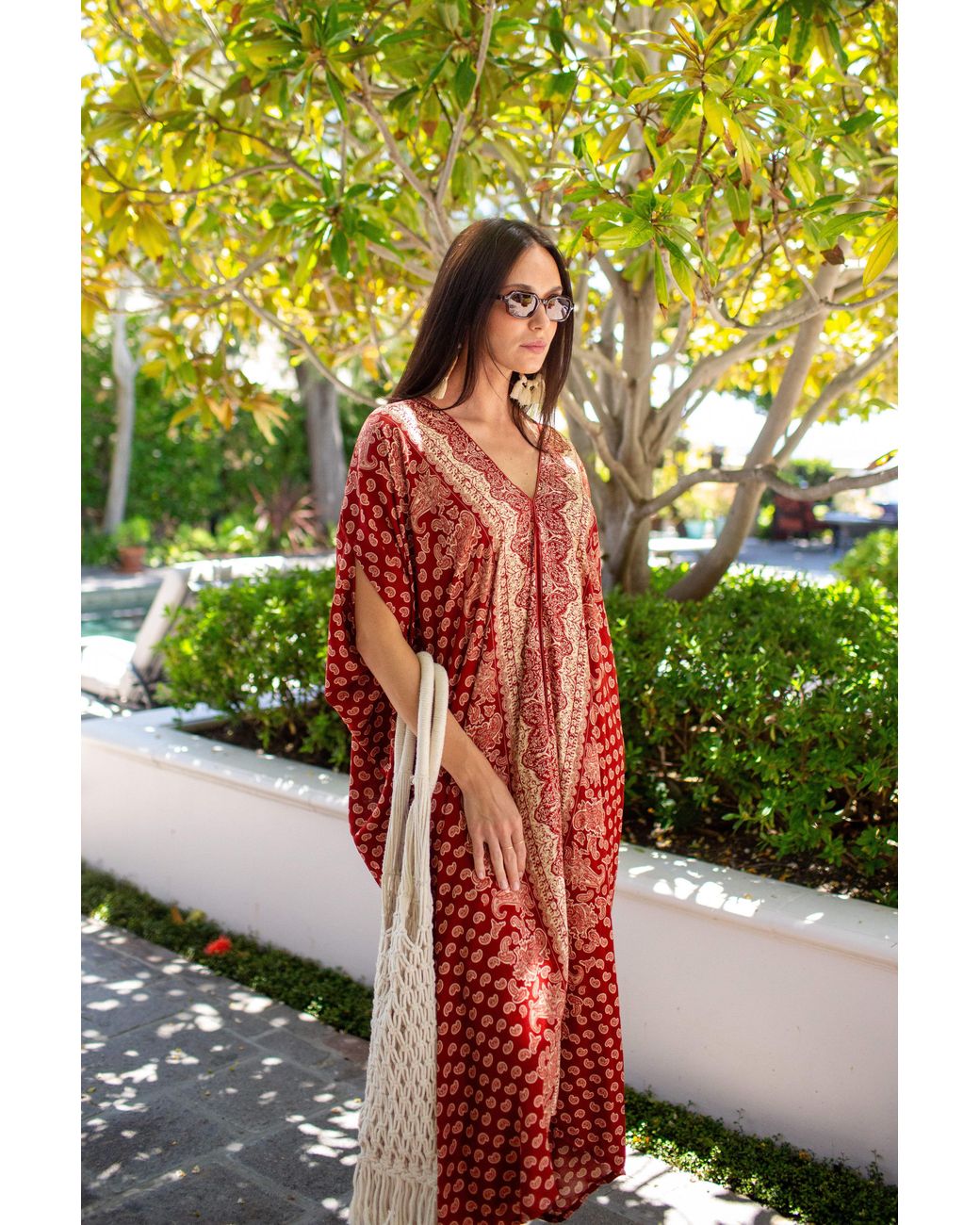 Jennafer Grace Red Artemis Ochre Paisley Caftan