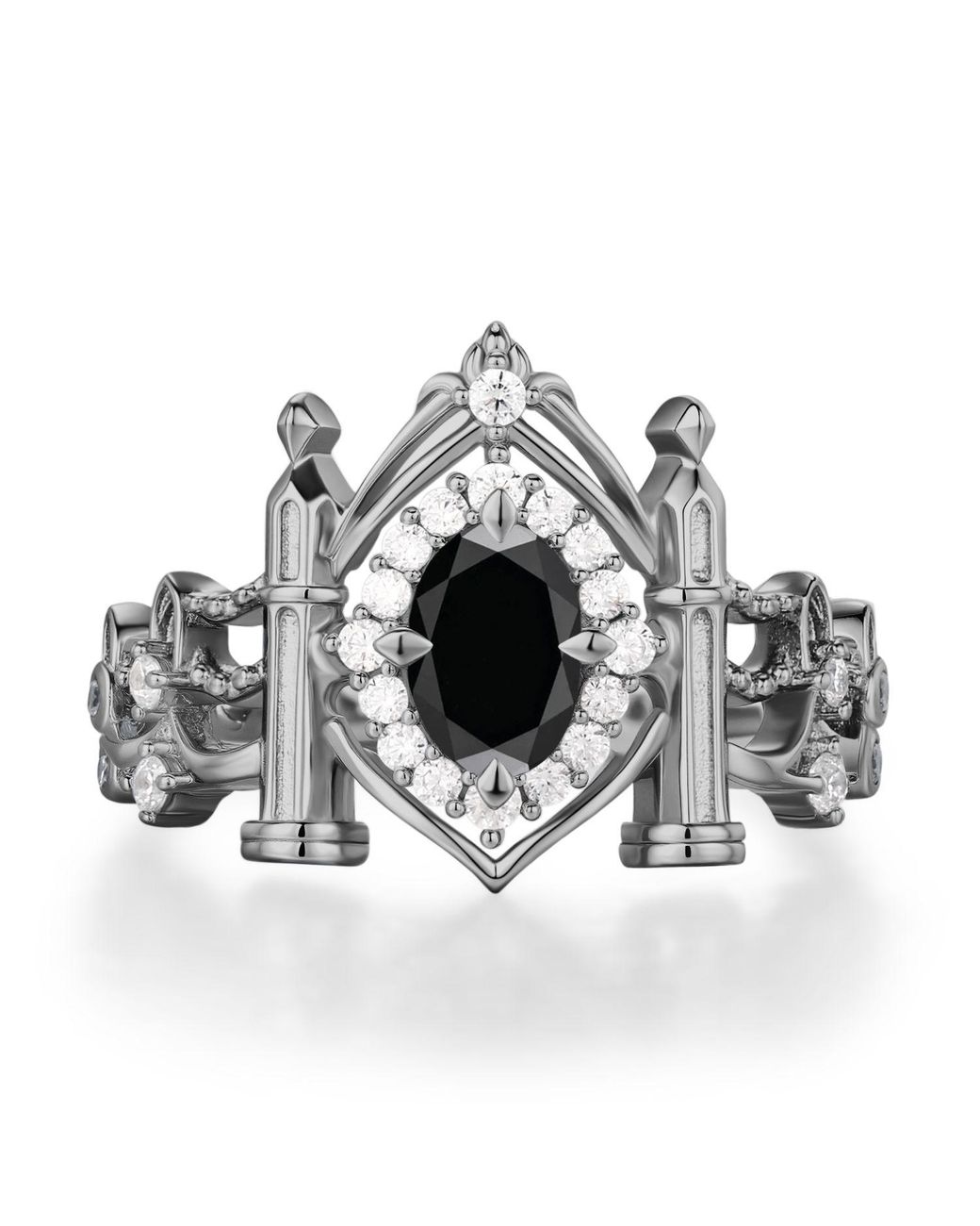 Azura Jewelry New York Metallic Sanctum Of Shadows Onyx Ring Vermeil