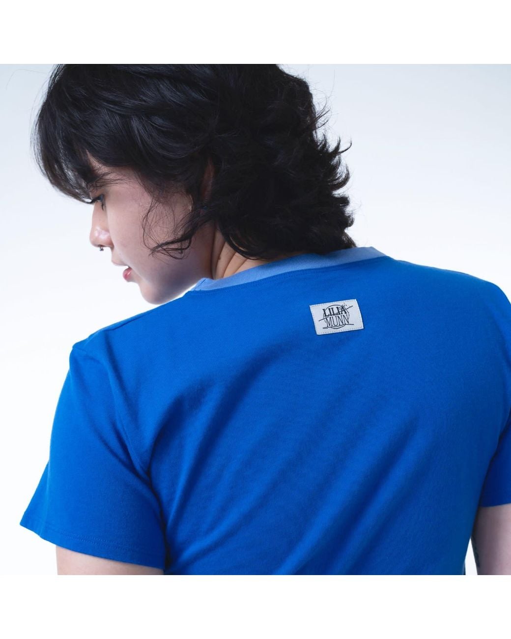 Lilia Munn Blue Boxy Organic Cotton Graphic Tee – for men