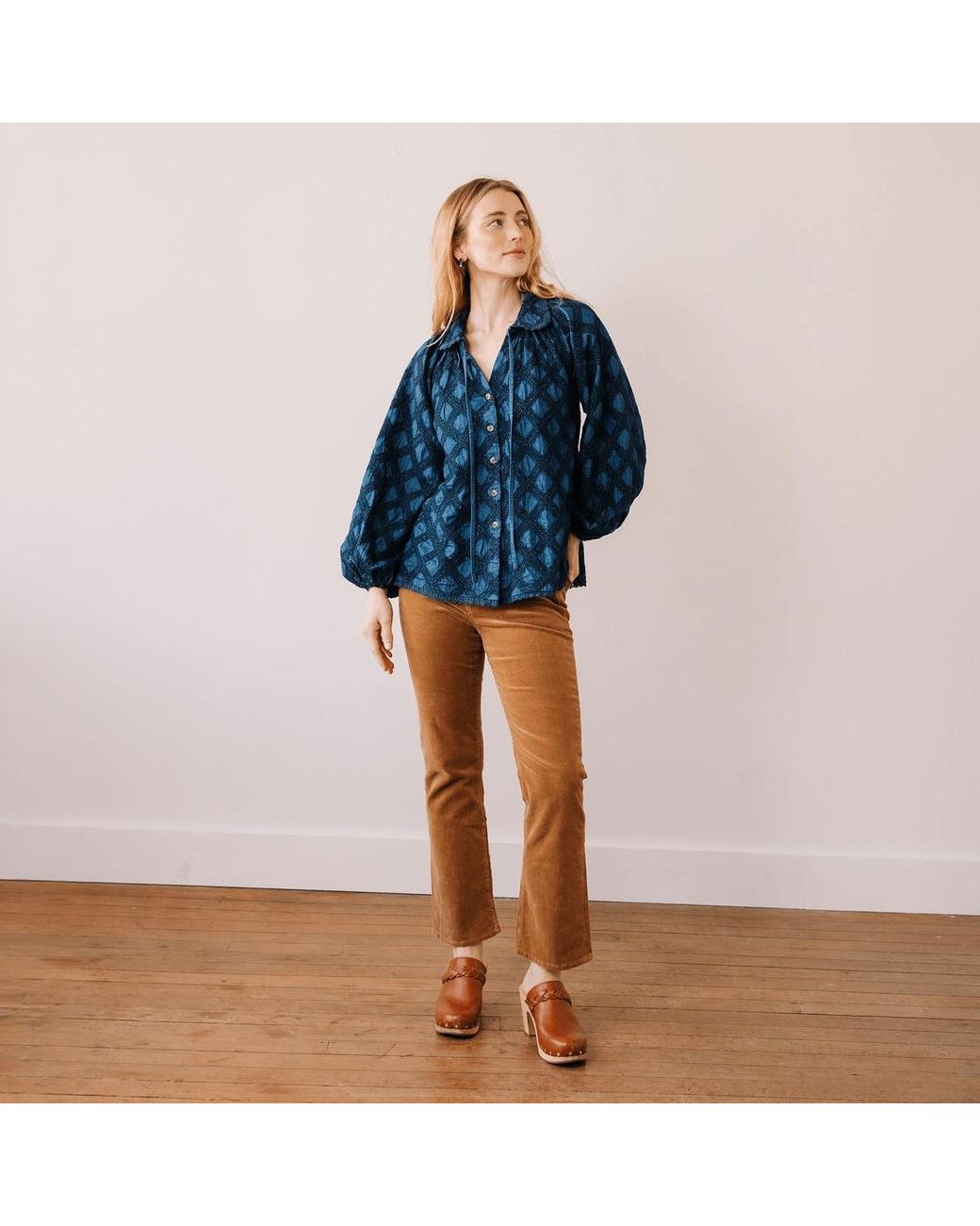 SUNSHINE TIENDA Blue Denim Eyelet Willa Top