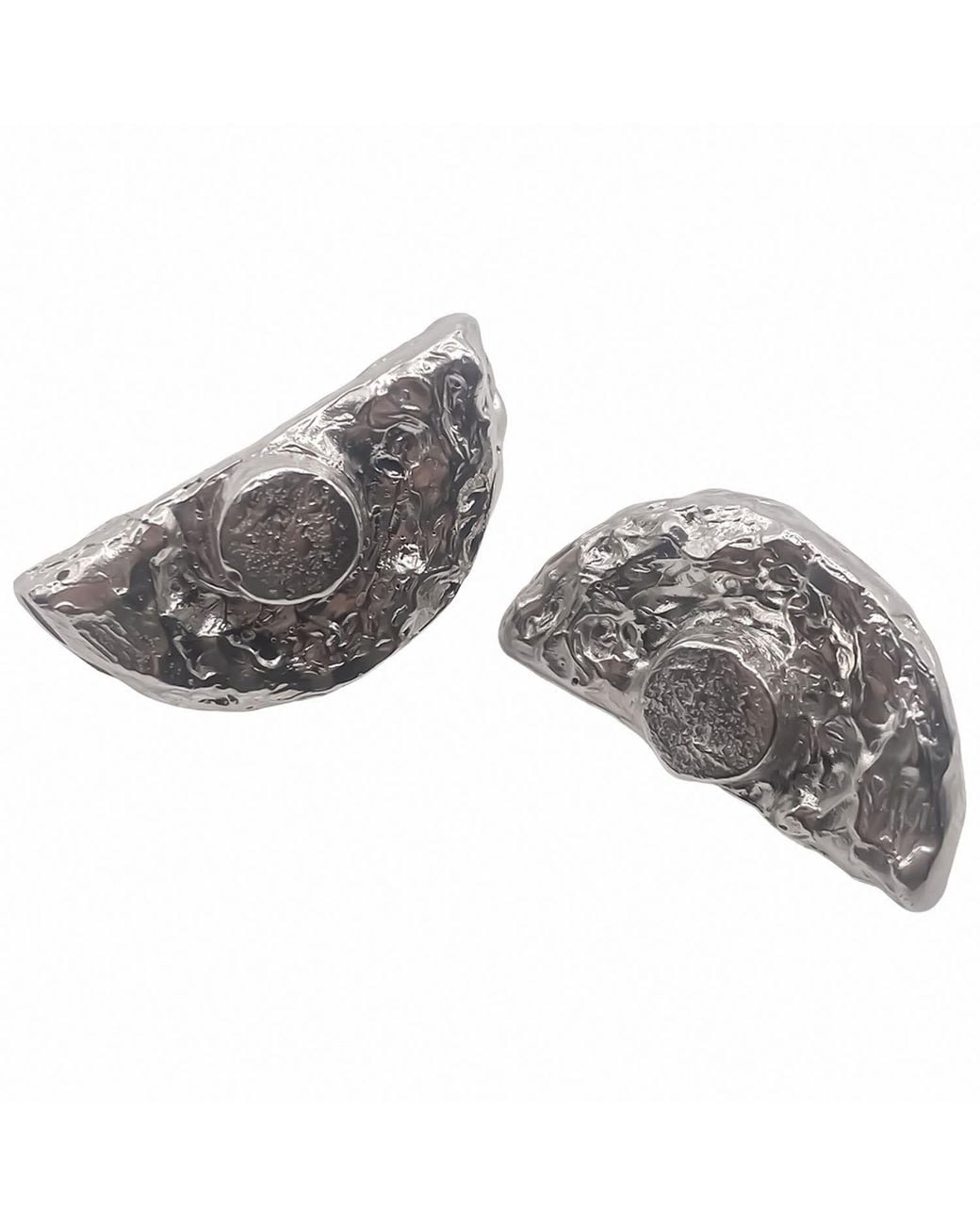 Moca Jewellery Gray Half Moon Earrings