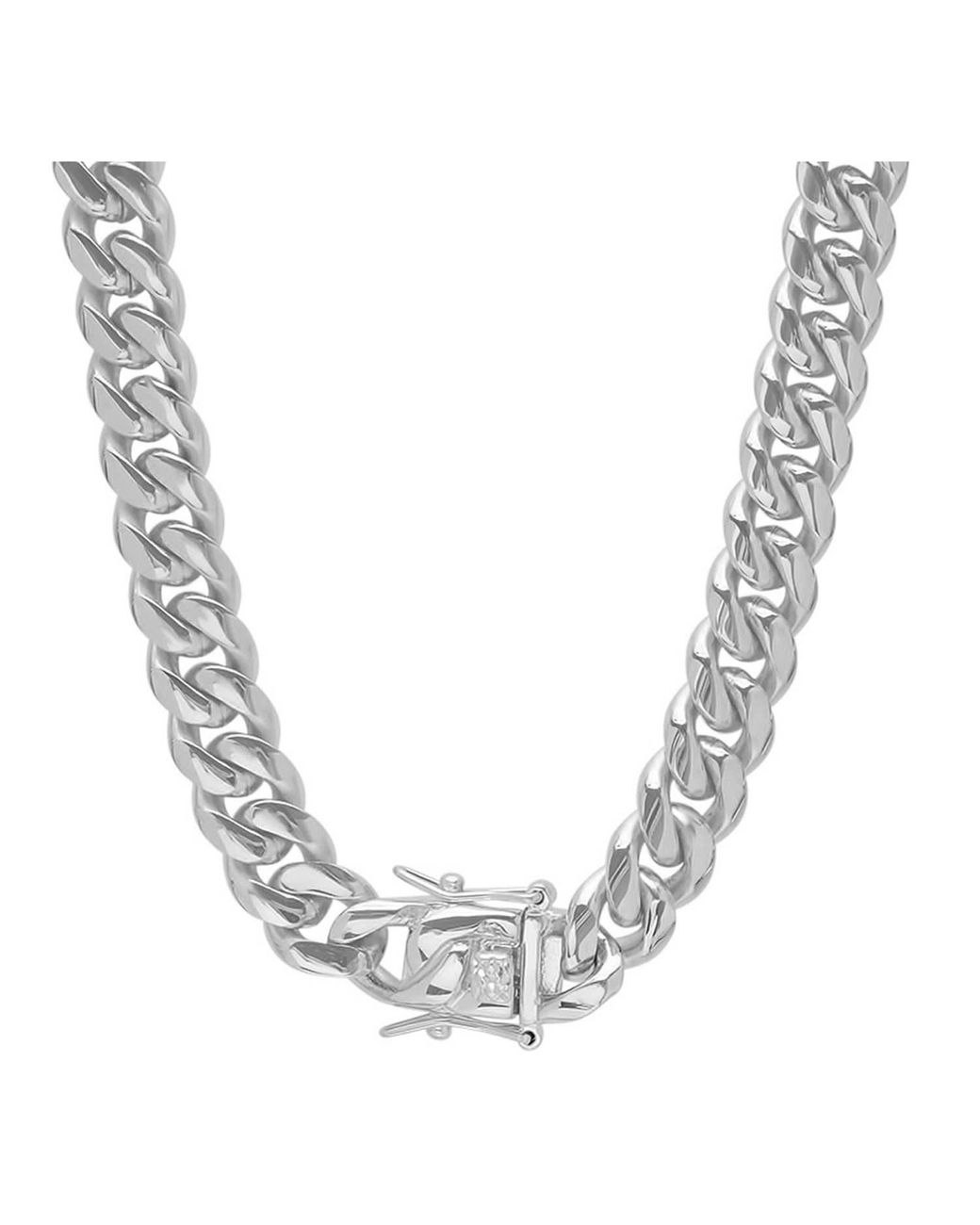 Steeltime Metallic Stainless Steel 12Mm Miami Cuban Necklace Chain With Box Clasp 30 Inch for men
