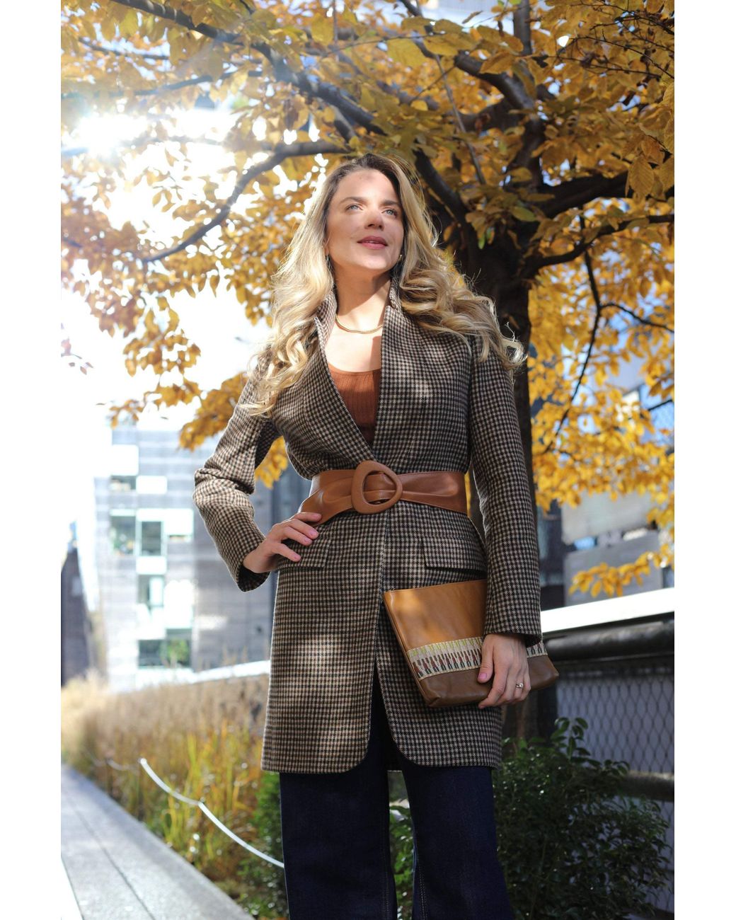 BeltBe Brown Wide Triangle Buckle Belt