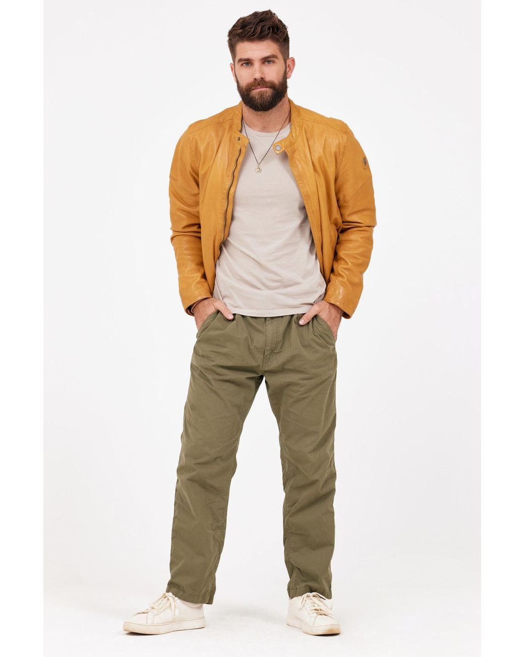 Mauritius Orange Lightweight Leather Jacket Solvic for men