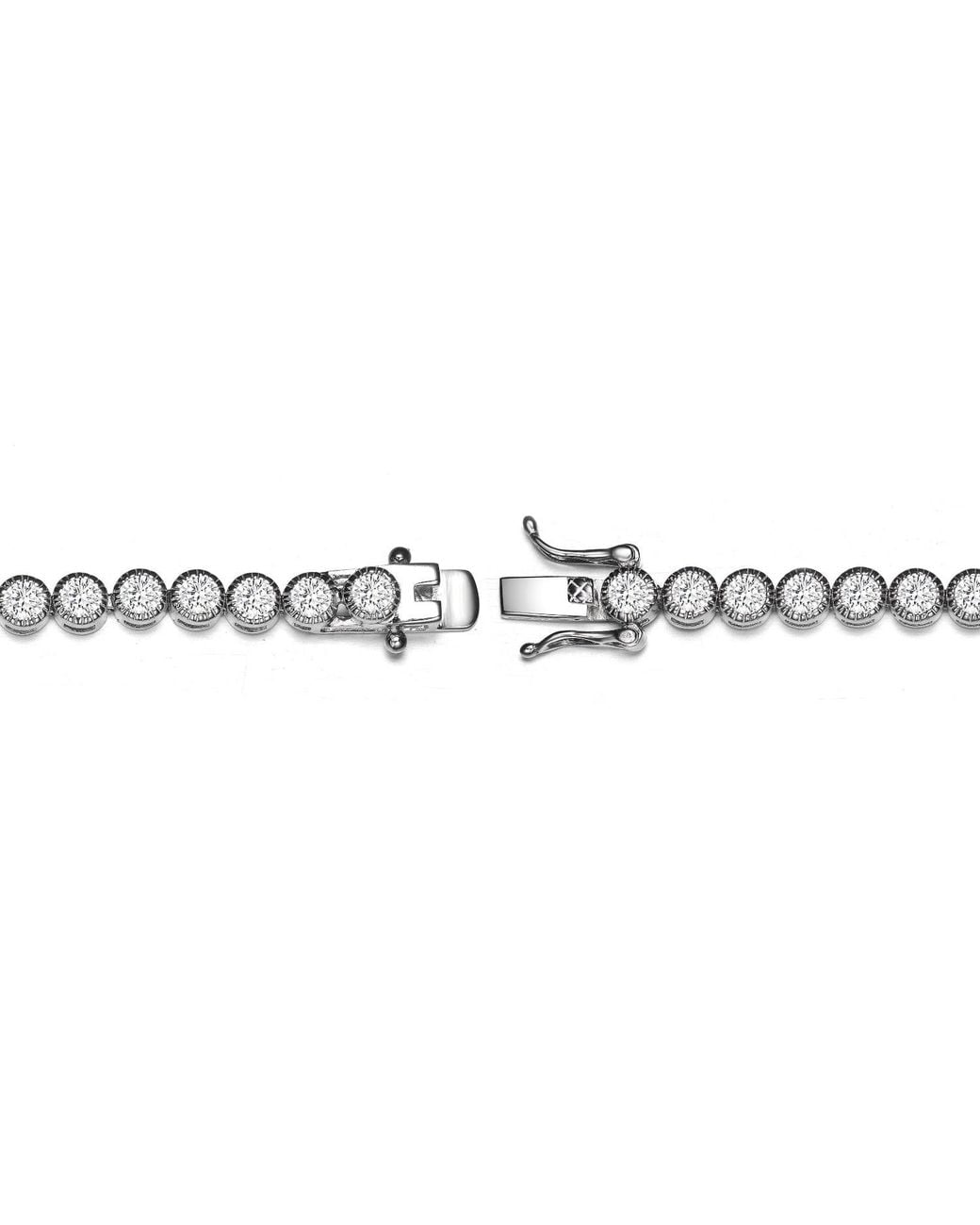 Genevive Jewelry Metallic Genevive Sterling Plated With Cubic Zirconia Milgrain Bezel Tennis Bracelet