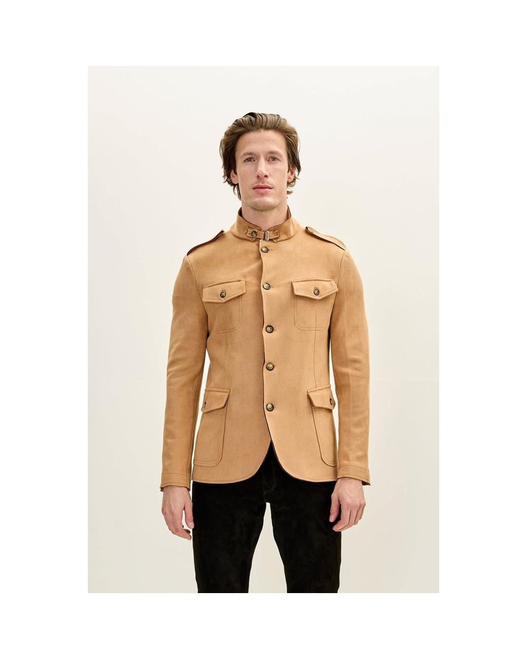 Ron Tomson Natural Neutrals Microsuede Lightweight Safari Jacket for men