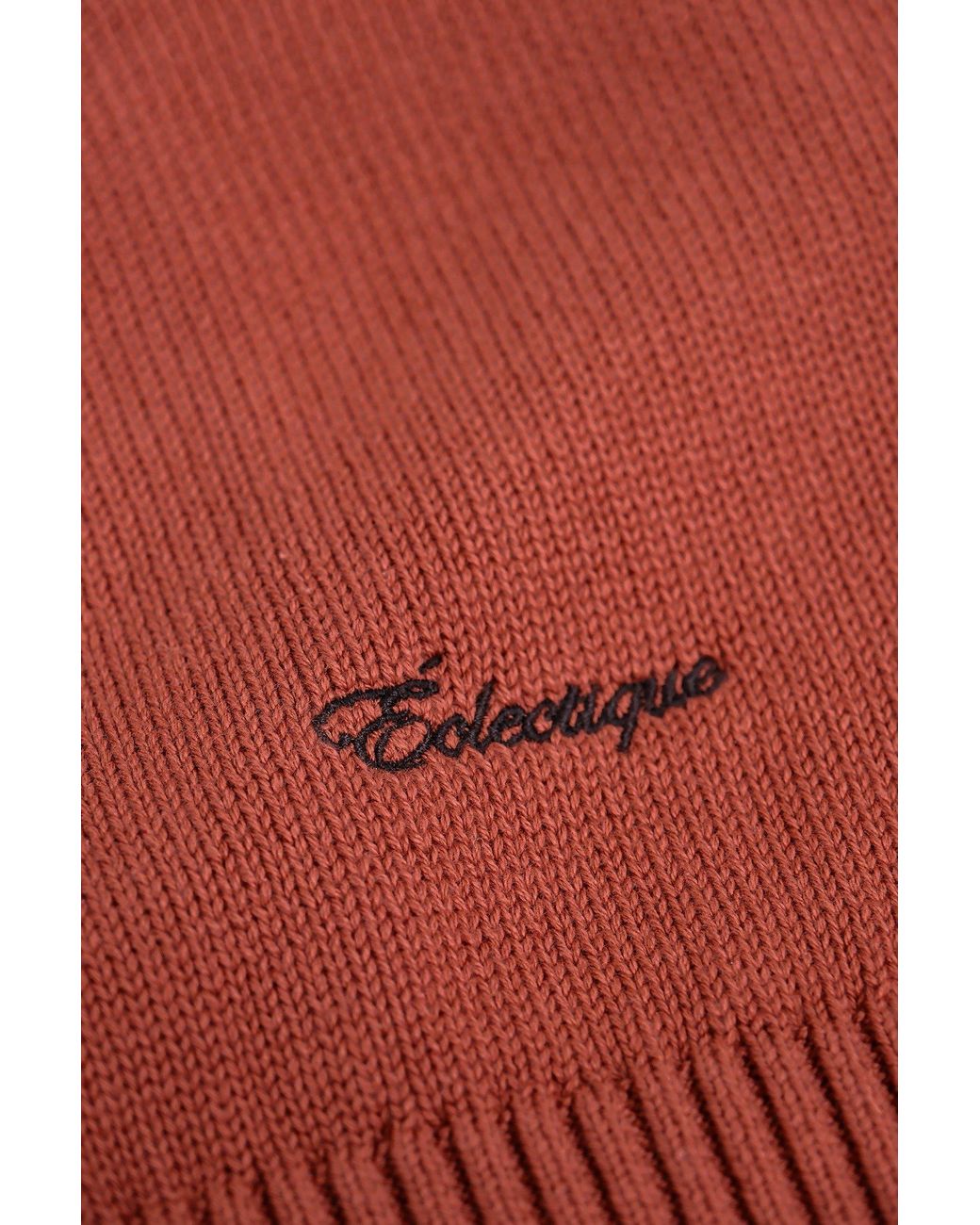 Éclectique Orange V Neck Cardigan for men