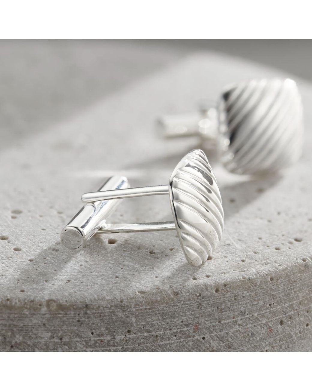 Posh Totty Designs Metallic Ribbed Sterling Square Cufflinks for men