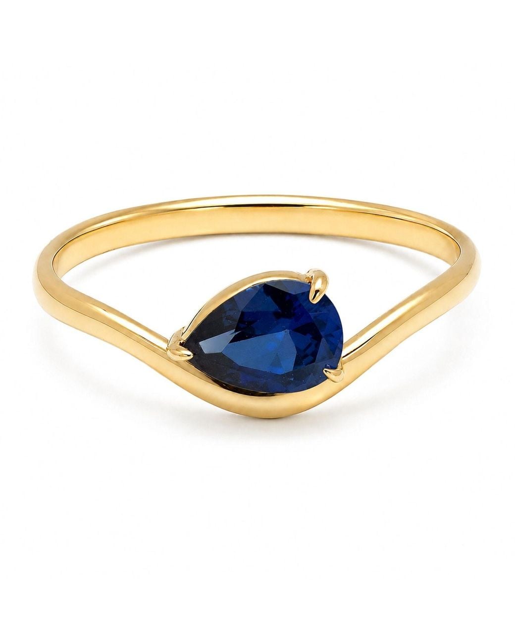 Belinda Jewelz Blue Sapphire Wavy Solitair Birthstone Ring