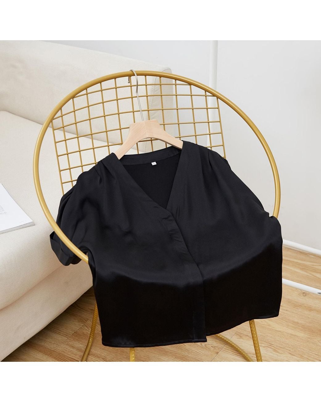 Soft Strokes Silk Black Pure Mulberry Silk Top Regular Fit