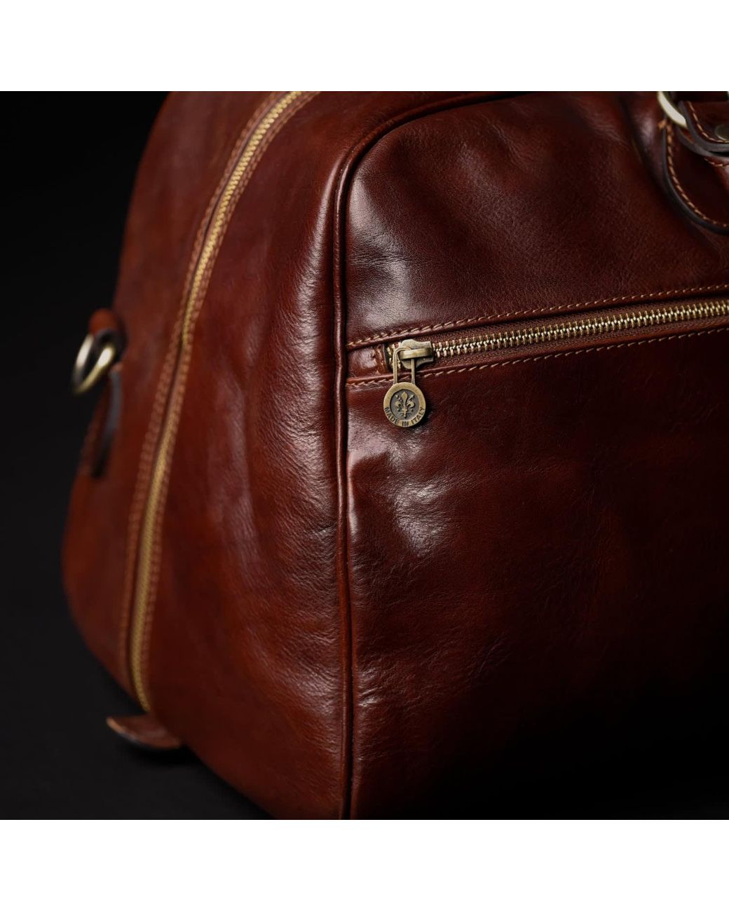 Time Resistance Brown Leather Duffel Bag for men