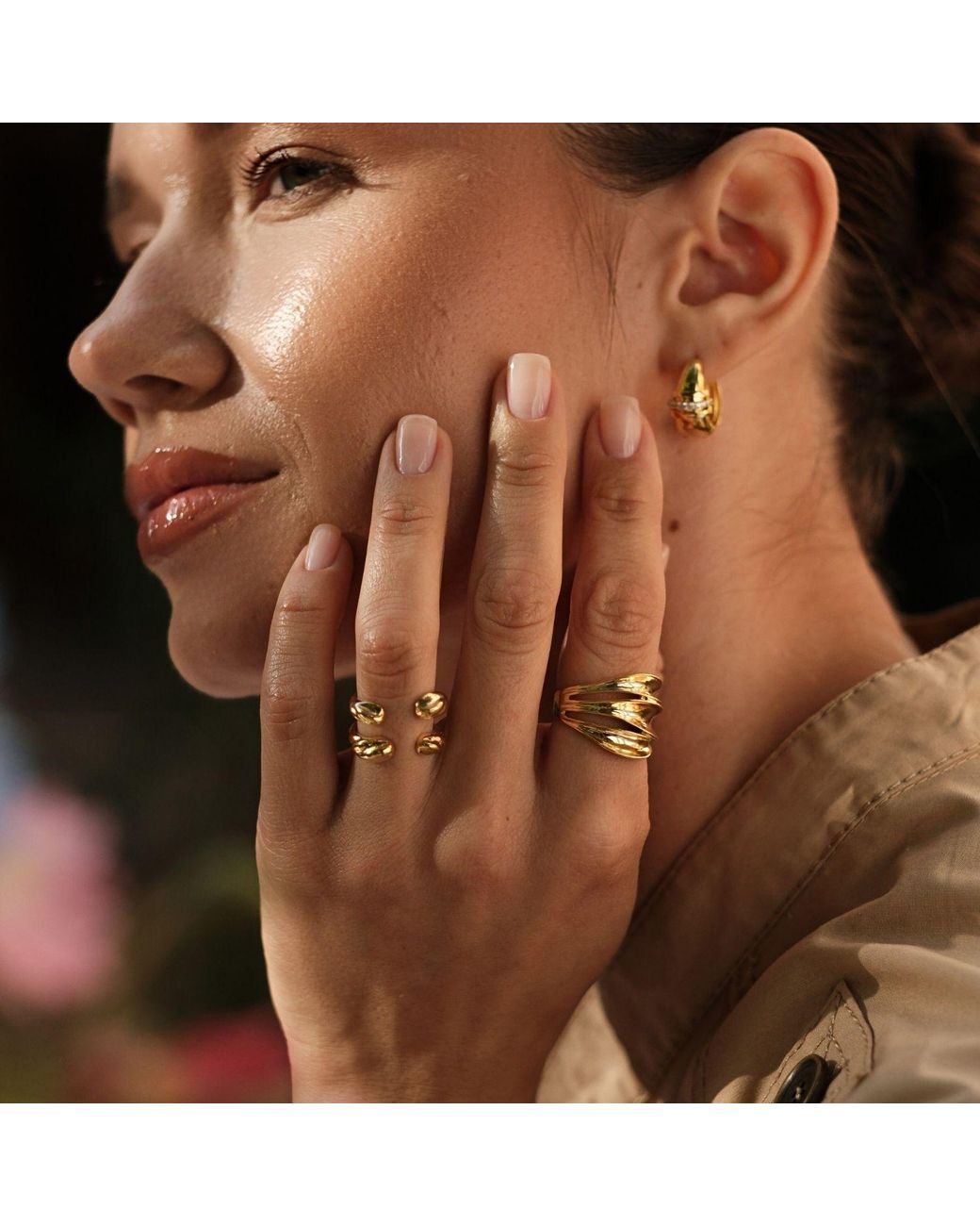 LINYA JEWELLERY Metallic Triple Amorphous Ring