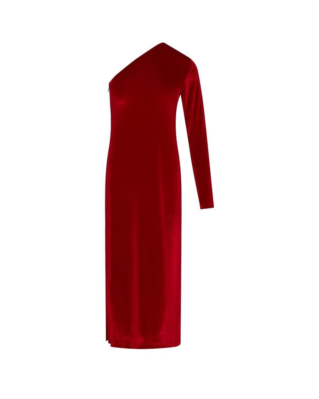 Thisisu Collection Red Pera Velvet One-Shoulder Dress