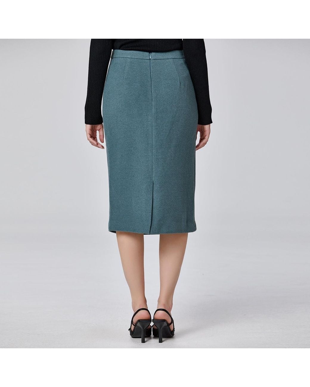 Smart and Joy Blue Straight Minimalist Skirt