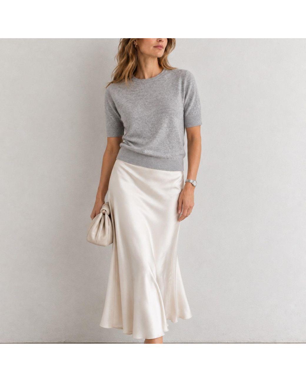 Nuvv Collection Gray Short Sleeve Wool & Cashmere Blend Sweater – Premium Italian Yarn