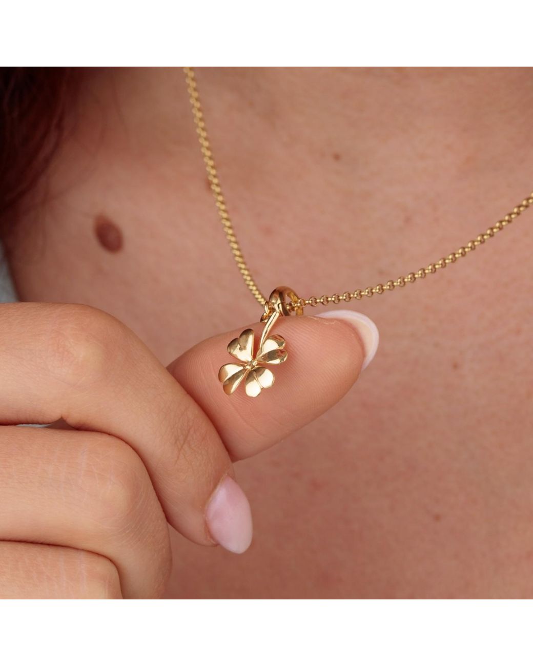Lily Charmed Metallic Plated Four Leaf Clover Charm Necklace