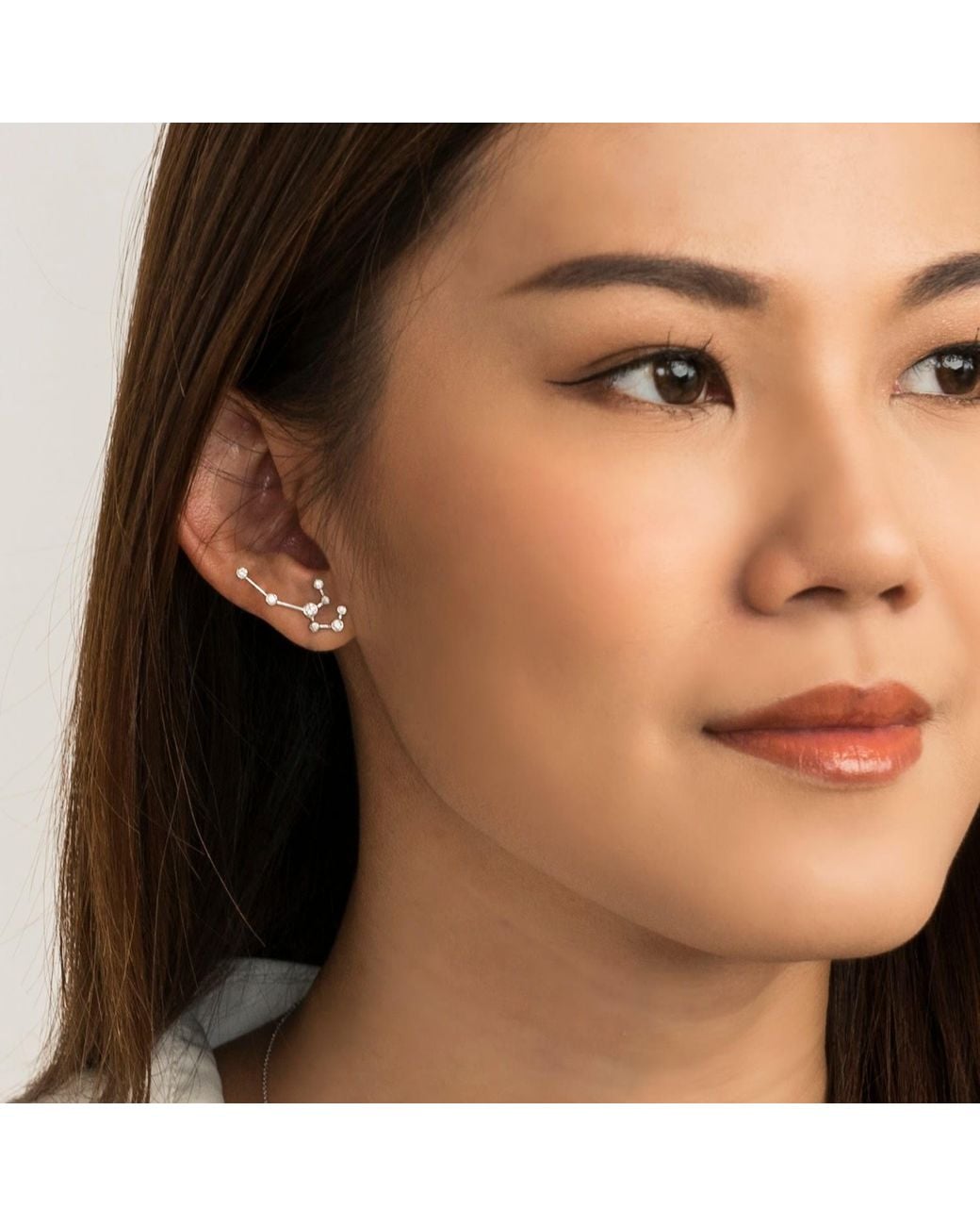Genevieve Collection Metallic Leo Zodiac Constellation Earring 18K & Diamond