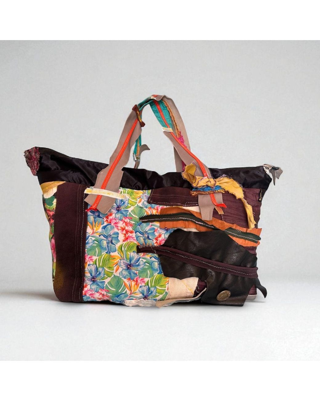 Miro Misljen Red Patchwork Asymmetric Tote