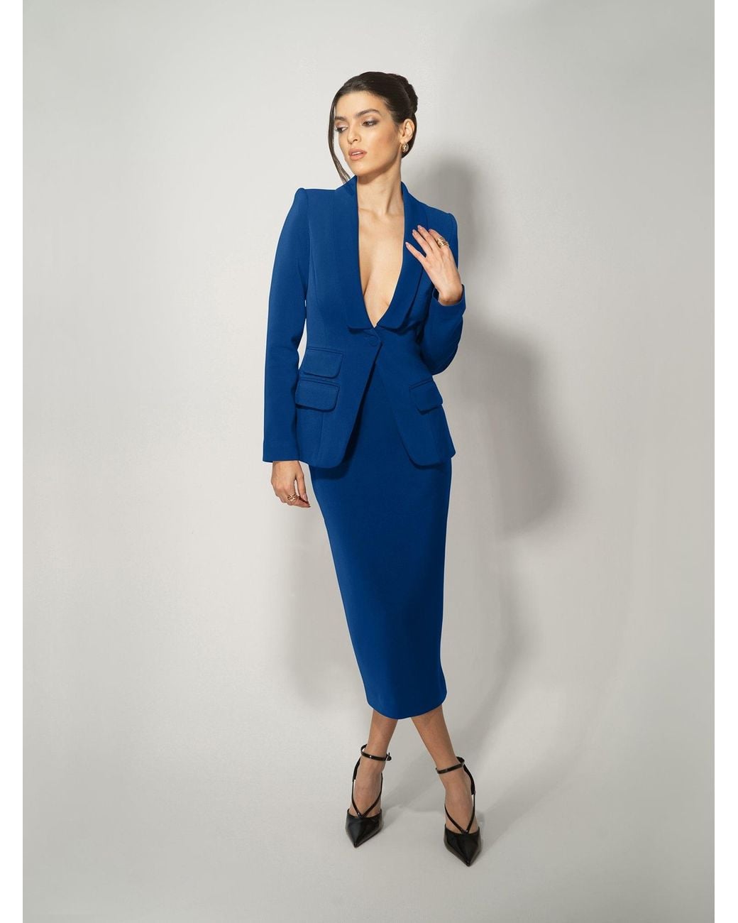 Tia Dorraine Blue Vision Tailored Blazer & Skirt Suit