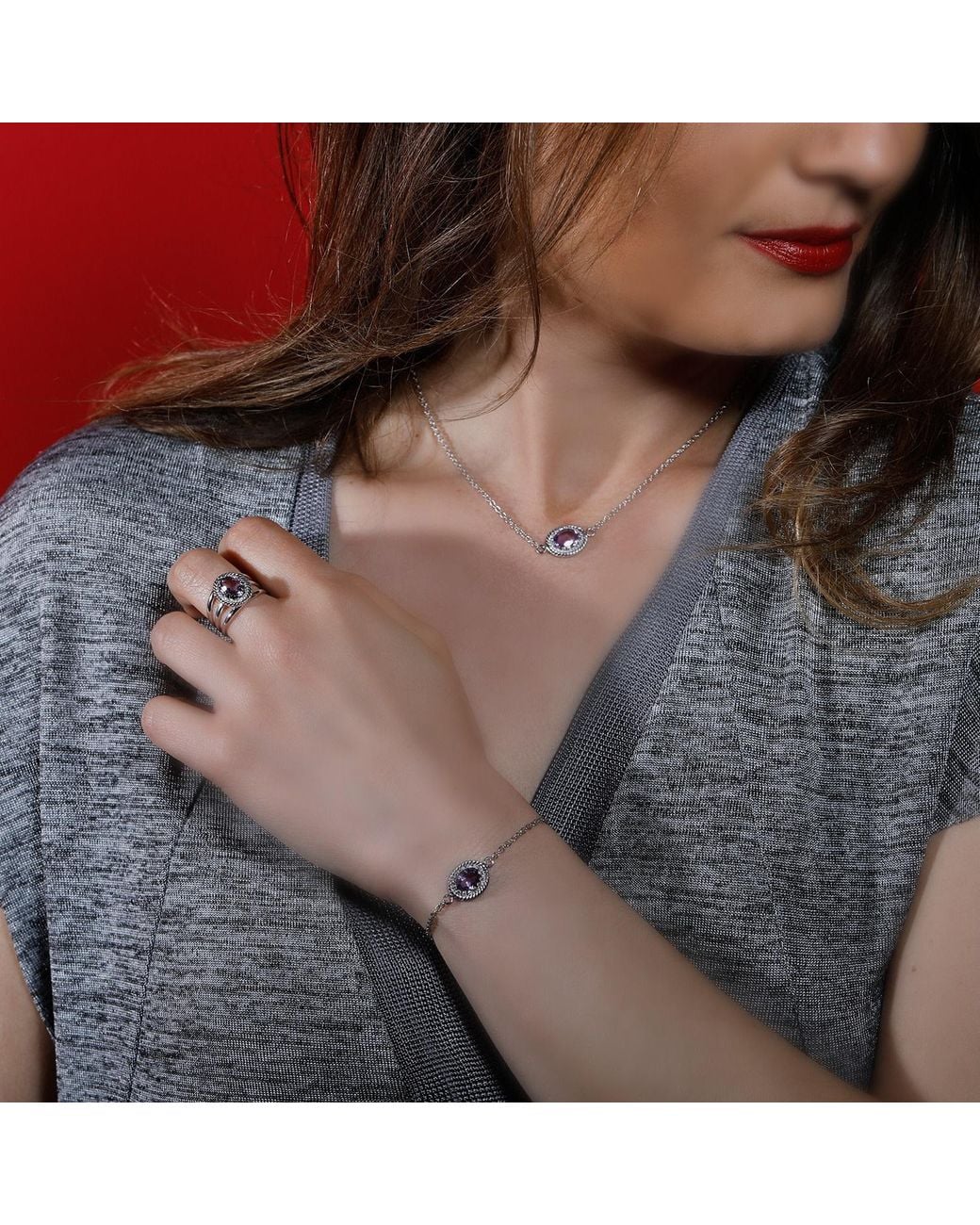 Vintouch Italy Multicolor Luccichio Amethyst Choker