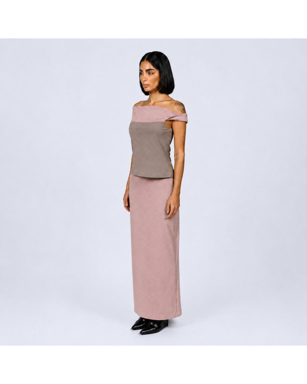 Elamins Pink Two Tone Off-Shoulder Top