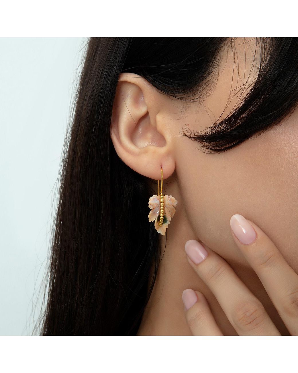 Milou Jewelry Metallic Agate Leaf Earrings