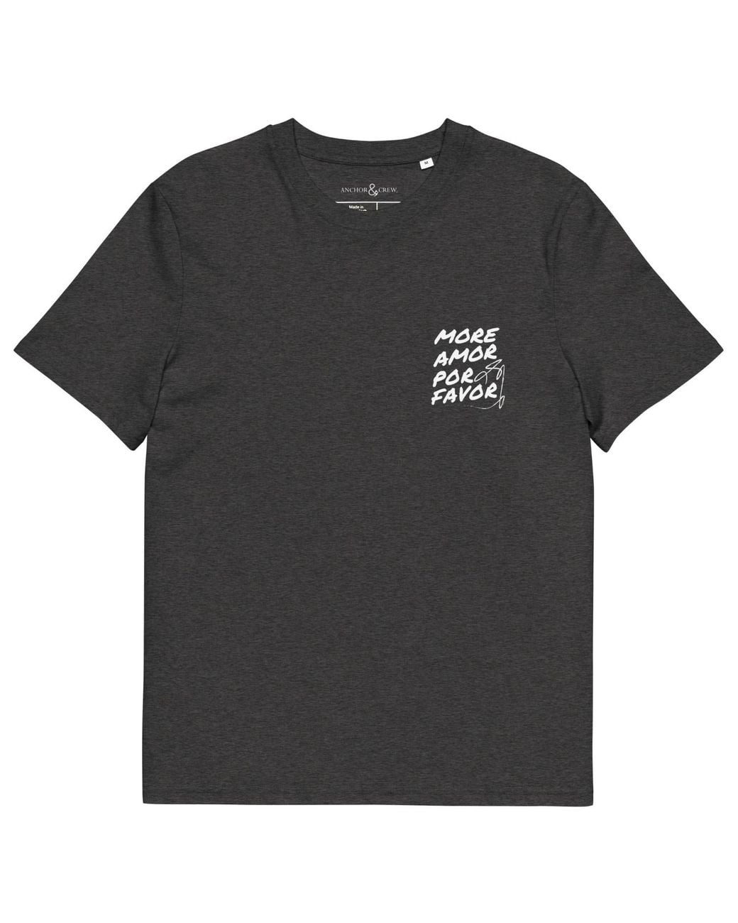 Anchor and Crew Black Heather Nine More Amor Por Favor Editions Organic Cotton T-Shirt