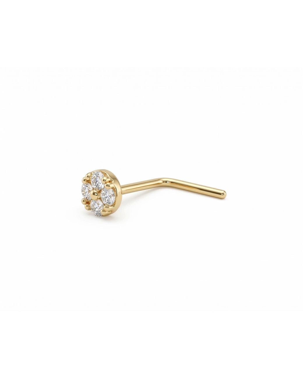 Zahav Jewelry Black 14K Solid 24G Pavé Cz L Shape Nose Stud