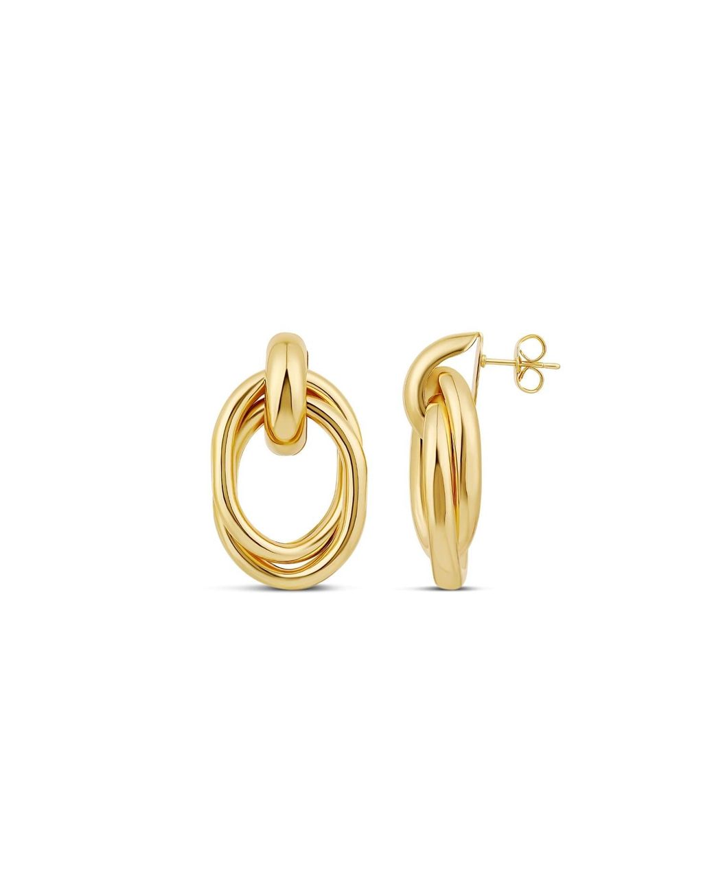 SHYMI Metallic Twisted Oval Drop Earrings