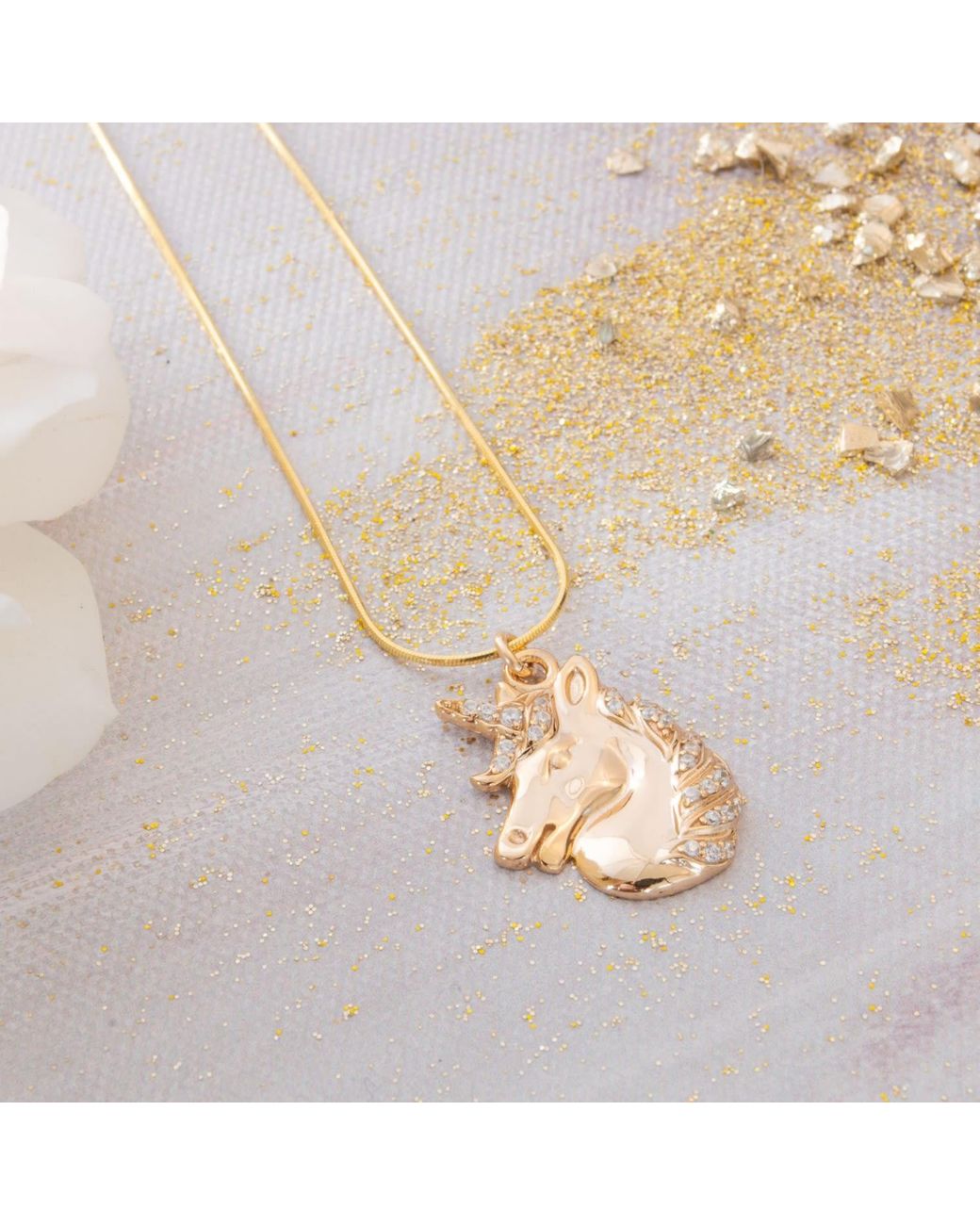 Seven Saints Metallic Mystical Unicorn Necklace, Over Sterling