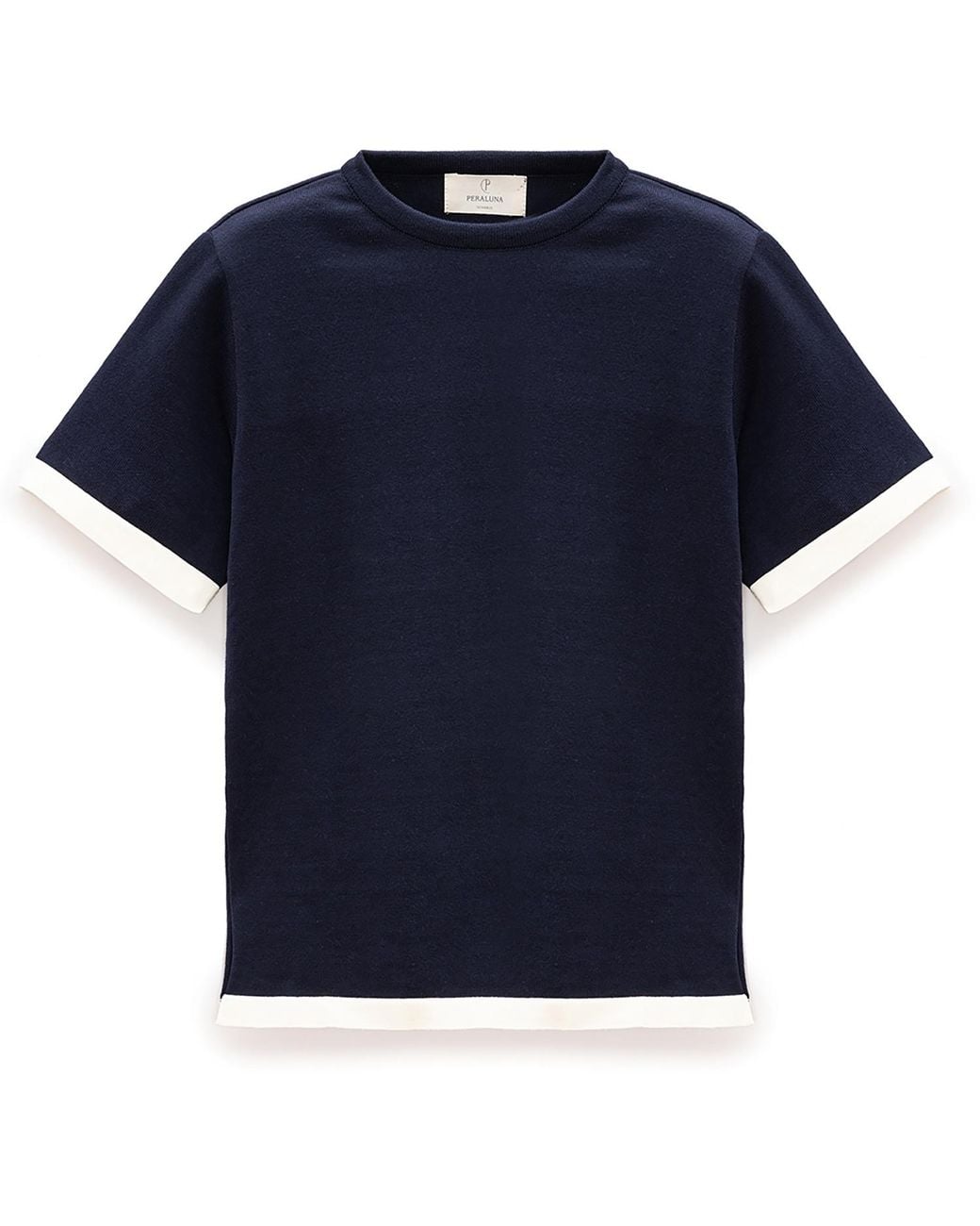 Peraluna Blue Rumi Knit Slit Cotton Blouse