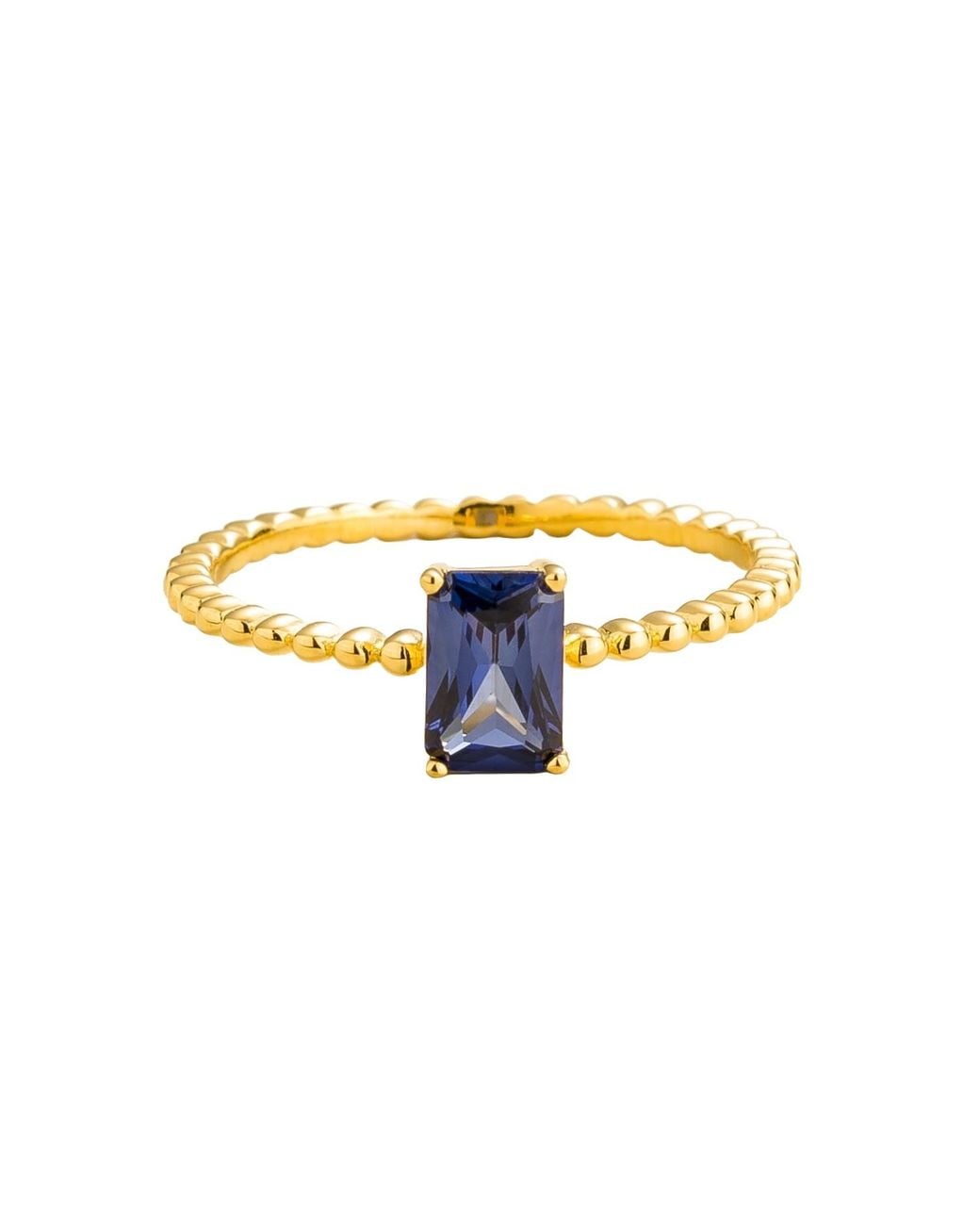 Juvetti Yellow Buchon Ring Set With Sapphire