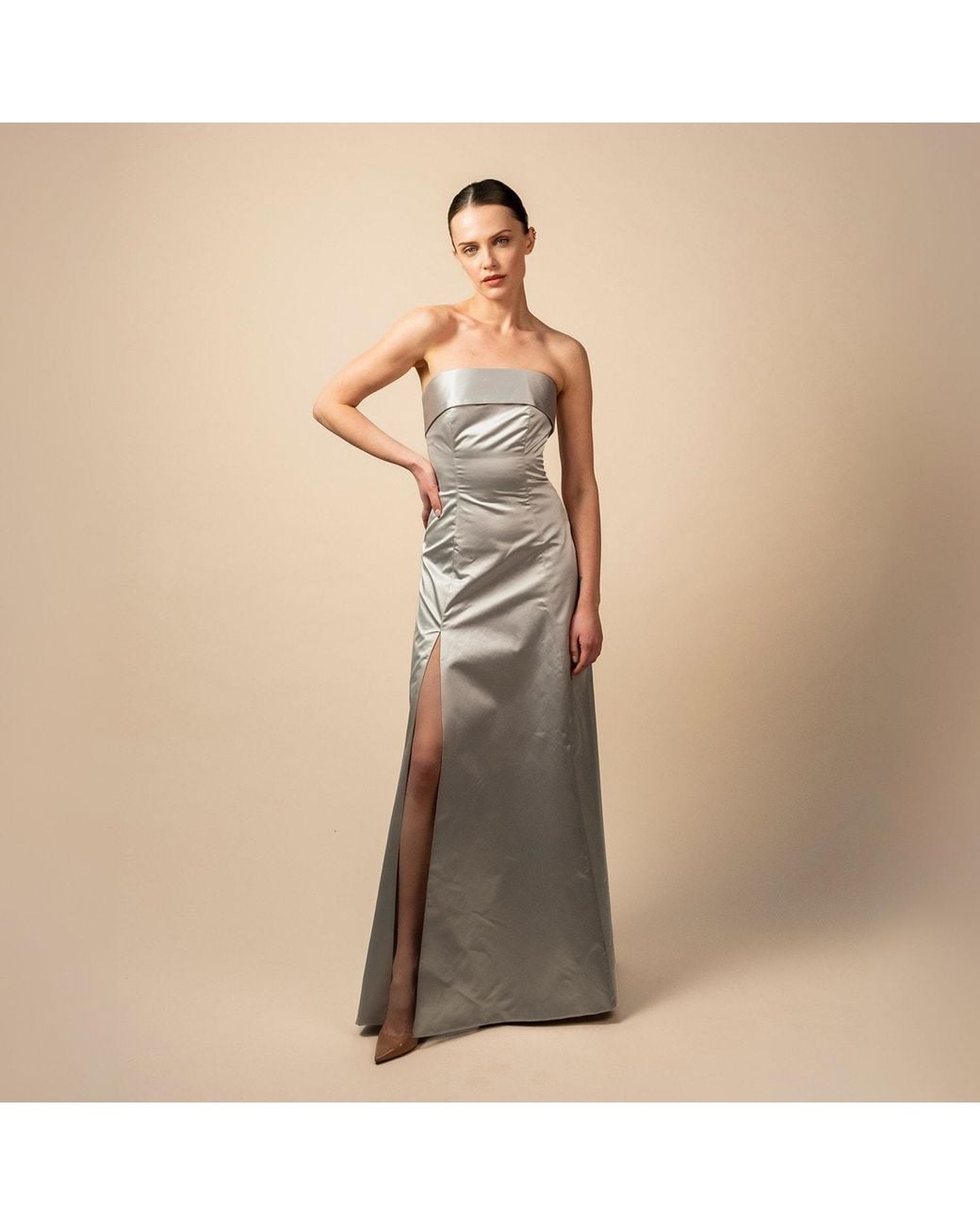 Anse Victorin Gray Irena Silk Dress