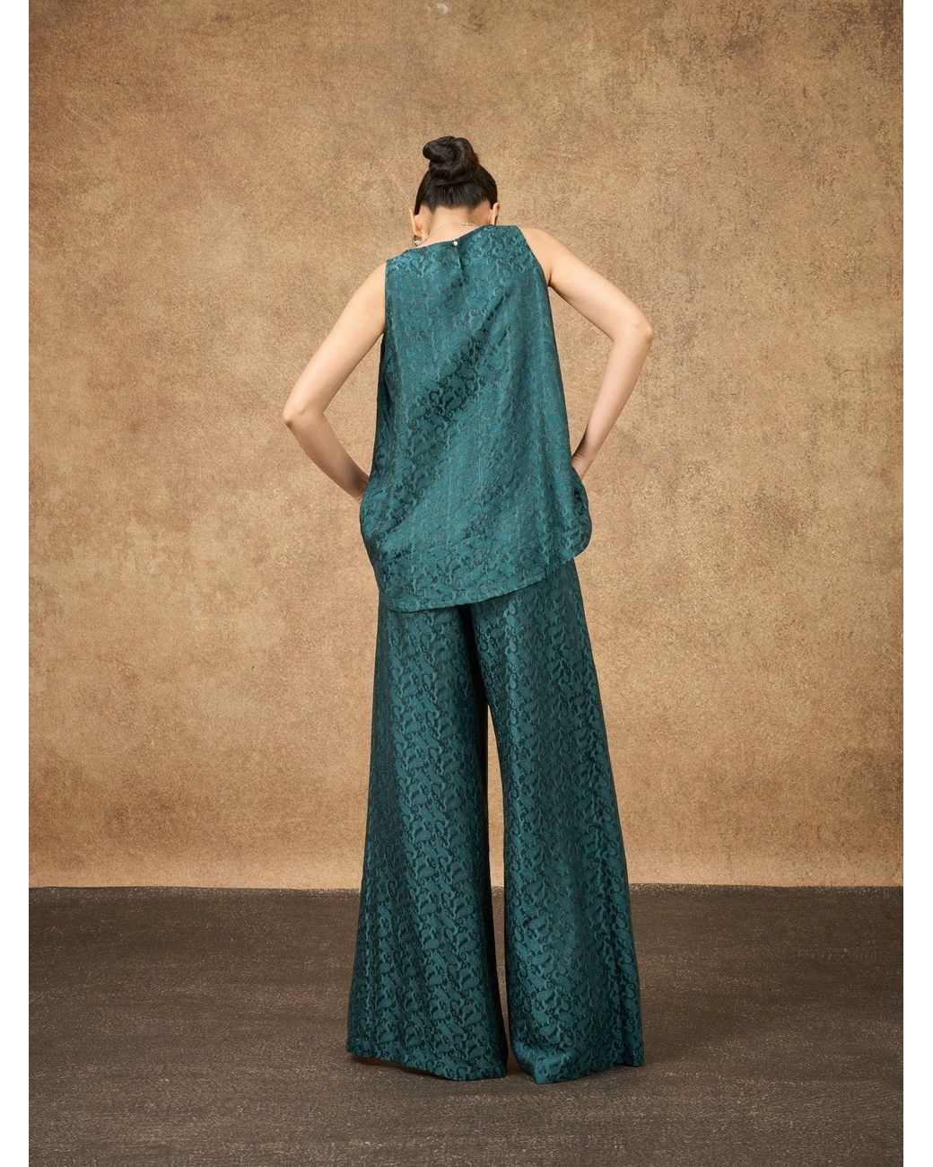 Silk and Bears Green Ophelia Dynasty Wide Leg Palazzo Trouser