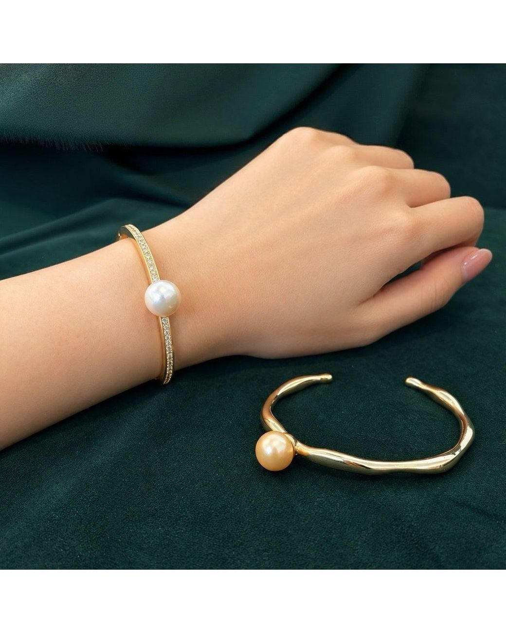 Ninemoo Metallic Lueur Rosée Éclat Pearl Bangle –