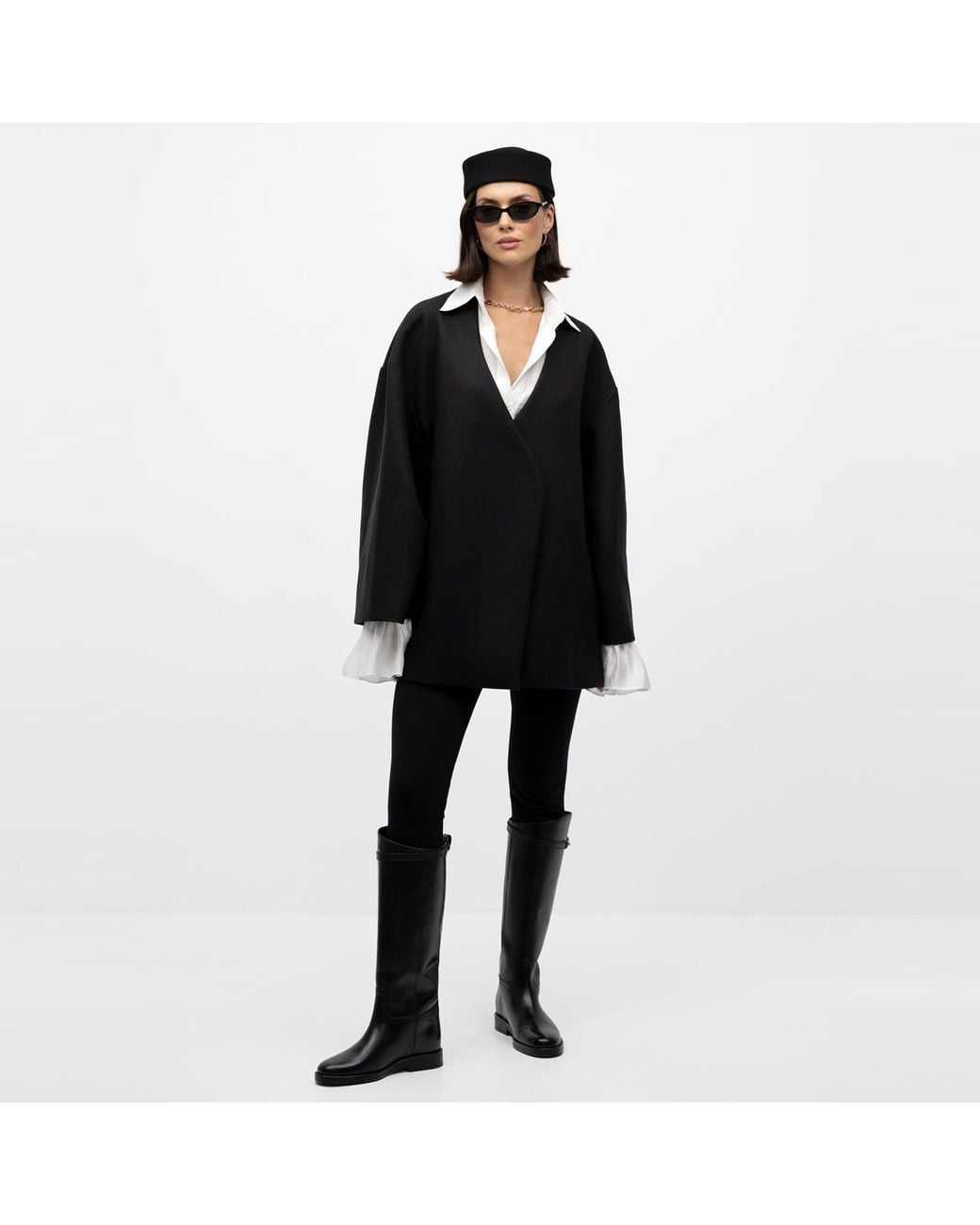 Mandragora Black Oversized Wool Kimono With Belt Arke