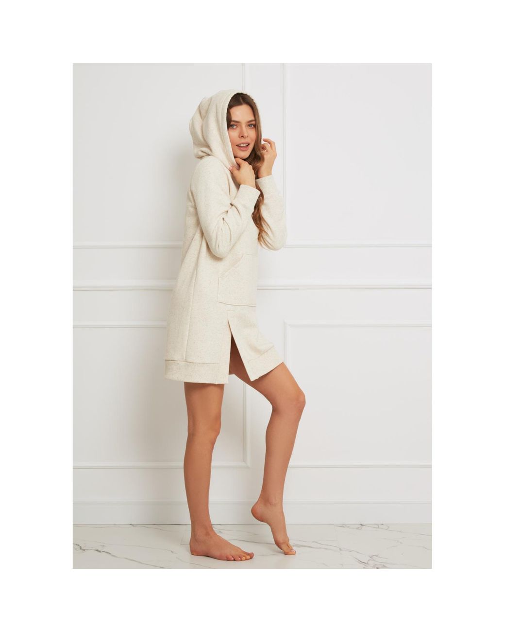 Oh!Zuza White Neutrals Hooded Dress