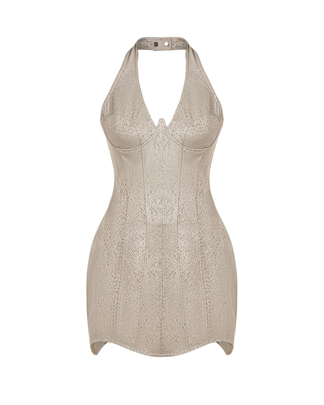 Nocturne Natural Snake-Print Boned Mini Corset Dress